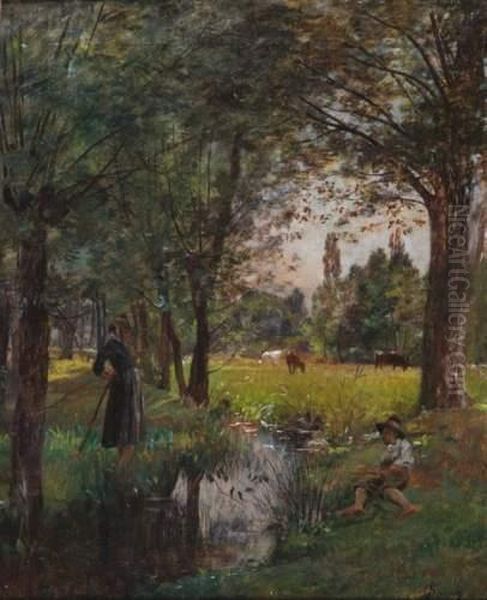 Scene Champetre Oil Painting by Charles Joseph Beauverie