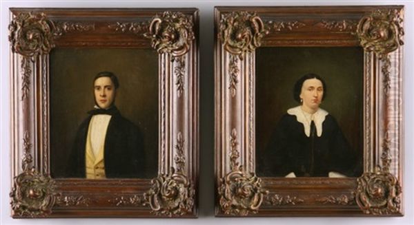 Gentleman's Portrait (+ Another; Pair) Oil Painting by Leendert de Koningh the Younger