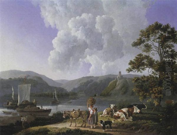 Flusslandschaft Mit Bauerlicher Staffage Oil Painting by Leendert de Koningh