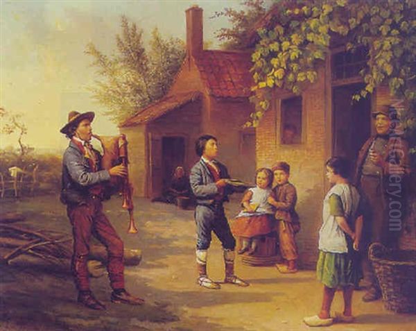 The Street Musicians Oil Painting by Leendert de Koningh