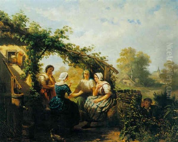 The Little Eavesdroppers Oil Painting by Jacobus Van Koningsveld