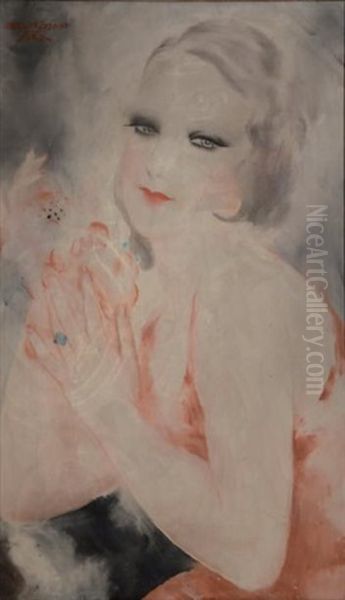 Jeune Femme A La Robe Rouge Oil Painting by Micao Kono