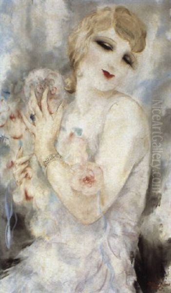 Femme Aux Fleurs Oil Painting by Micao Kono