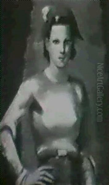 Femme Arlequin Oil Painting by Micao Kono