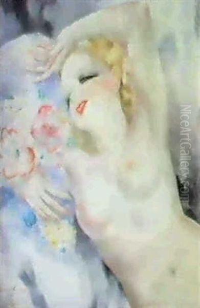 Nu Au Bouquet Oil Painting by Micao Kono