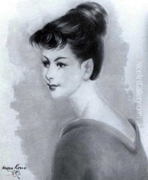 Portrait De Jeune Fille, 1960 Oil Painting by Micao Kono