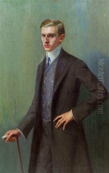 Portrait Eines Jungen Herrn Oil Painting by Rudolf Konopa