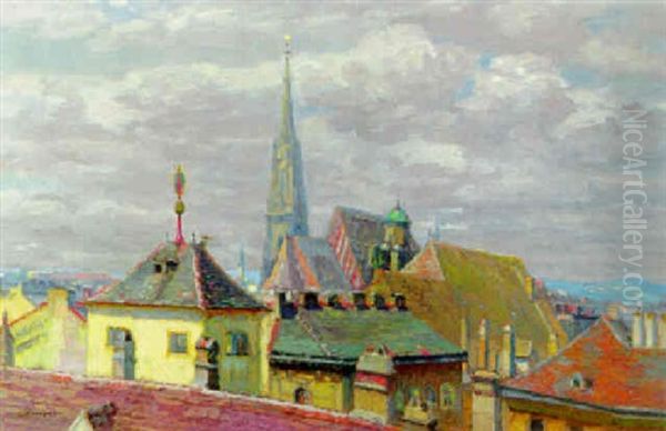 Blick Uber Wien Oil Painting by Rudolf Konopa