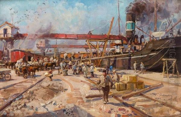 Port In Odessa Oil Painting by Georgiy Konstantinovich