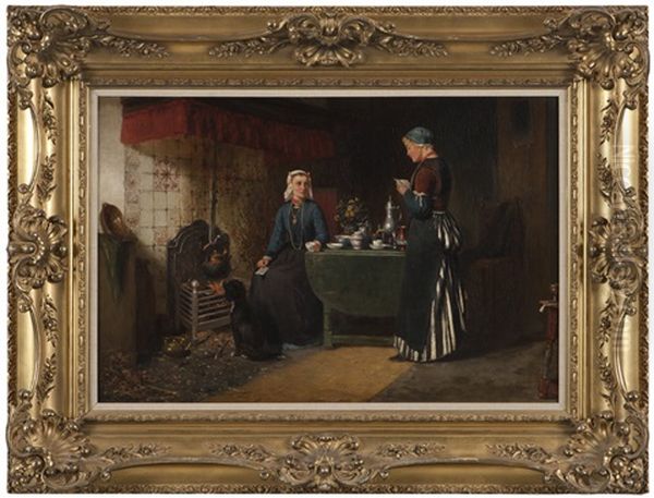 Figures In A Dutch Interior Oil Painting by Sipke (Cornelis) Kool