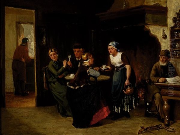 Teatime Oil Painting by Sipke (Cornelis) Kool