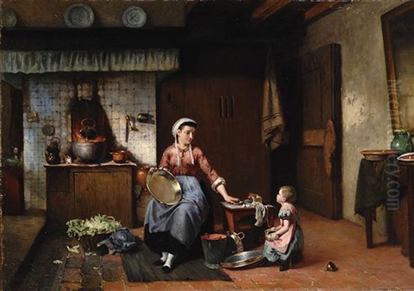 In The Kitchen Oil Painting by Sipke (Cornelis) Kool