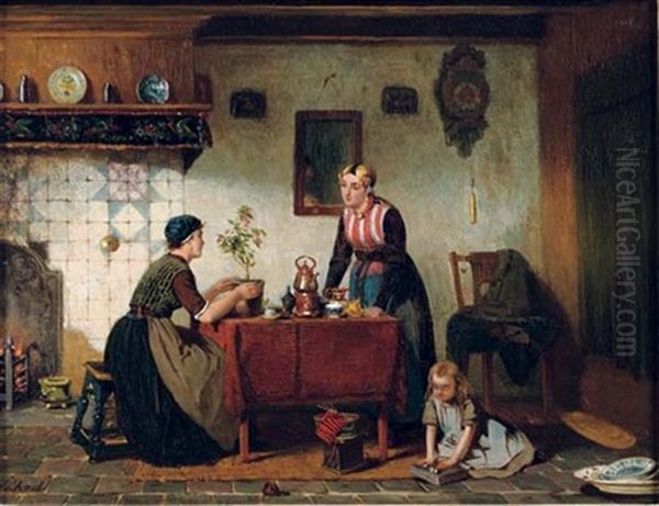 Interior In The North Of Holland, Tea-time by Sipke (Cornelis) Kool