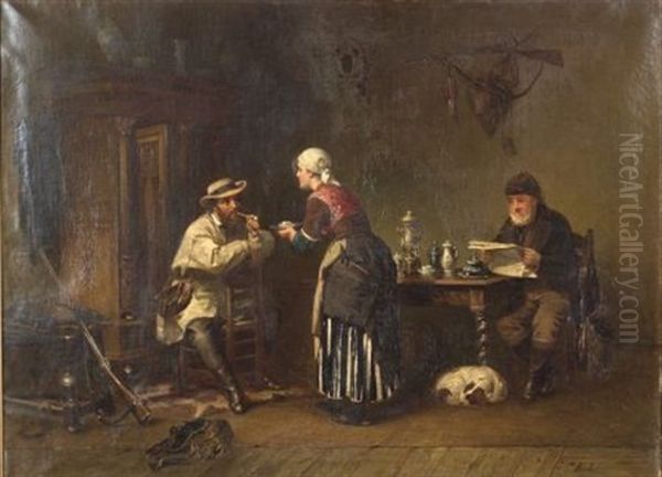 The Huntsmen Return Oil Painting by Sipke (Cornelis) Kool