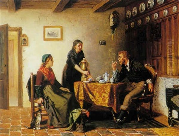 The Morning Coffee Oil Painting by Sipke (Cornelis) Kool