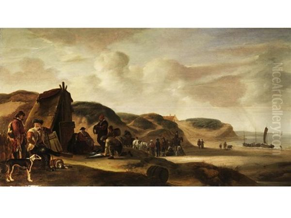 Strand Mit Figurenstaffage Oil Painting by Willem Gillisz Kool