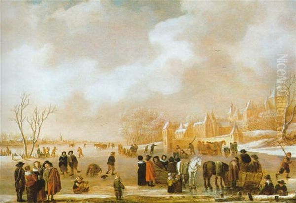 Eisvergnugen Oil Painting by Willem Gillisz Kool