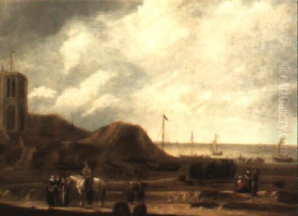 The Beach At Egmond-aan-zee Oil Painting by Willem Gillisz Kool