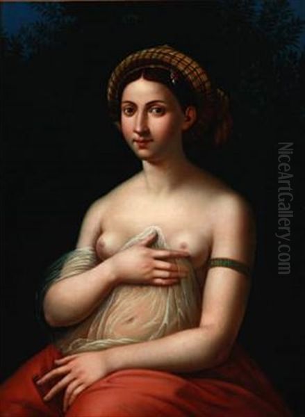 La Fornarina (after Raphael) Oil Painting by Andreas Ludvig Koop