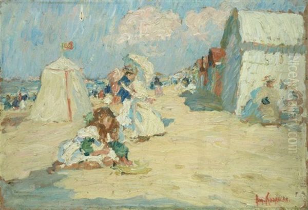 Plage Animee Oil Painting by Augustus Koopman