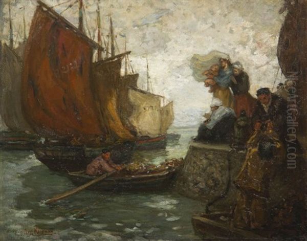 Farewell From The Quay Oil Painting by Augustus Koopman