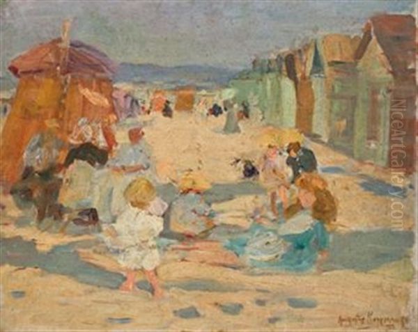 Sur La Plage (+ 2 Others; 3 Works) Oil Painting by Augustus Koopman