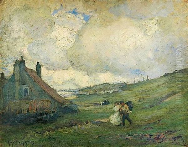 Paysage, Maisons En Bord De Mer Oil Painting by Augustus Koopman