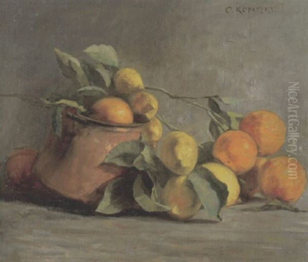 Stilleben Mit Orangen Und Zitronen Oil Painting by Olga Kopetzky