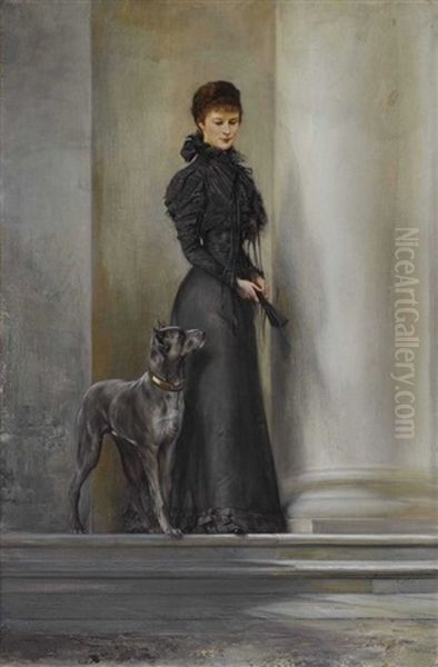 Kaiserin Elisabeth Von Osterreich Auf Den Stufen Des Achilleons Oil Painting by Joszi Arpad Koppay