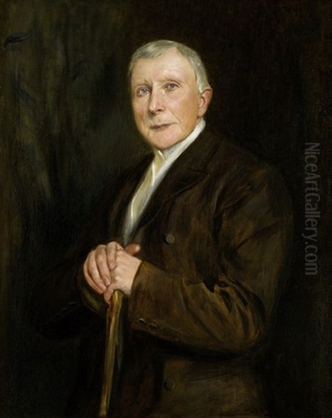 Bildnis Von John D. Rockefeller Im Dunklen Anzug Mit Stock Oil Painting by Joszi Arpad Koppay