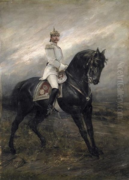 Kaiser Wilhelm Ii. Zu Pferd Oil Painting by Joszi Arpad Koppay