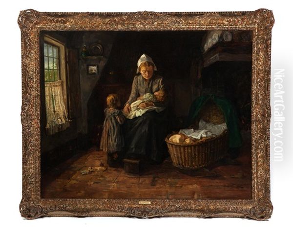 Maternal Cares Oil Painting by Cornelis Koppenol