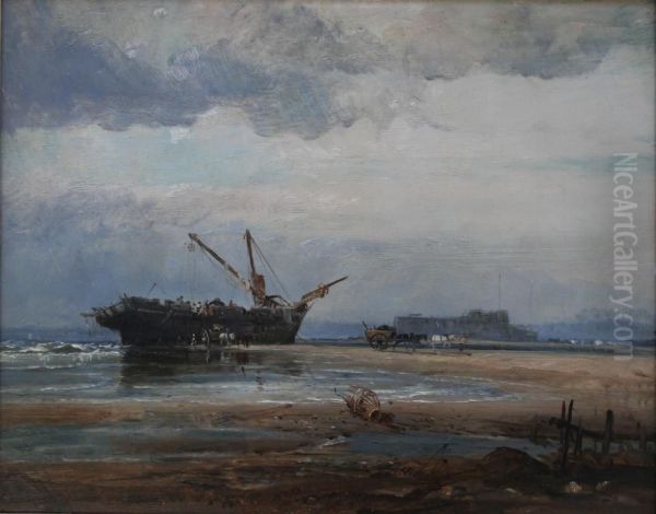 Salvagers At The Wreck Oil Painting by Richard Beavis