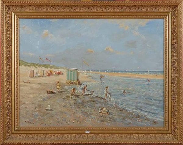 Plage Animee Oil Painting by Cornelis Koppenol