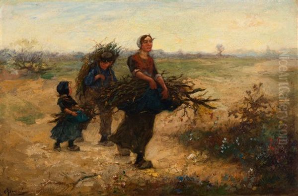 The Wood Gatherers Oil Painting by Cornelis Koppenol