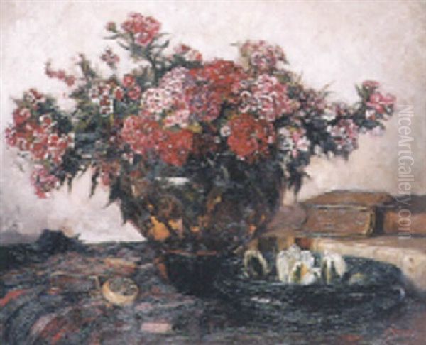 Stilleben Mit Blumenstraus Und Blumenschale Oil Painting by Cornelis Koppenol