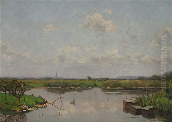 Polderlandschaft Oil Painting by Wilbrandus Johannes Koppius