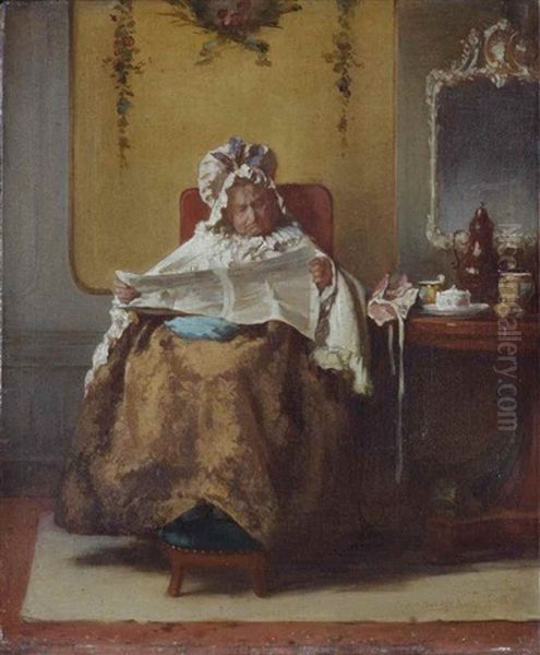 La Gazette Du Matin Oil Painting by Alexander Hugo Bakker Korff