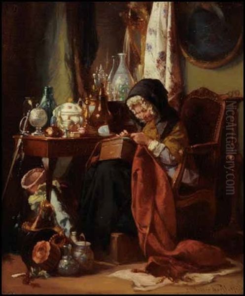 Une Marchande De Bric A Brac Oil Painting by Alexander Hugo Bakker Korff