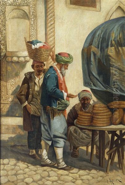 The Bread Seller Oil Painting by Aleksei Mikhailovich Korin