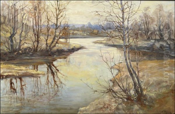 Spring Landscape Oil Painting by Aleksei Mikhailovich Korin