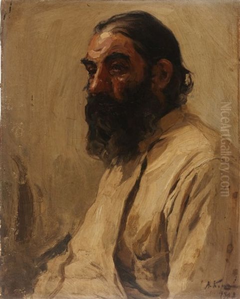 Portrait Of A Bearded Man Oil Painting by Aleksei Mikhailovich Korin