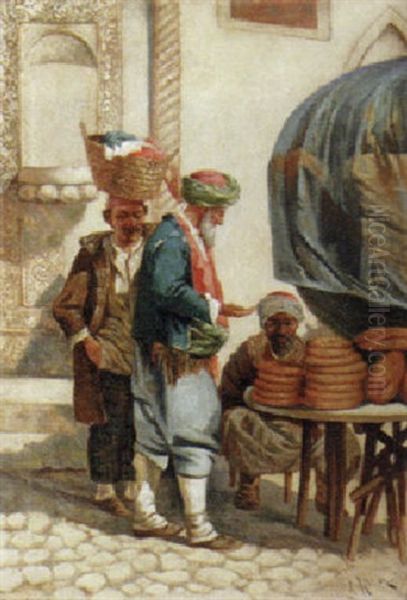 The Bread Seller Oil Painting by Aleksei Mikhailovich Korin