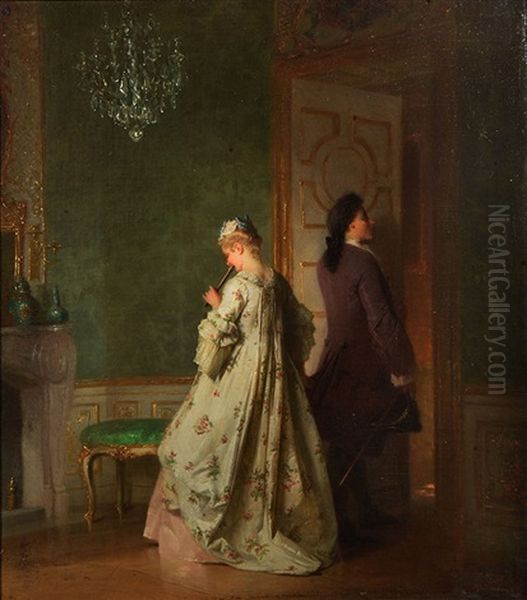 A Secret Liaison Oil Painting by Pancraz Korle