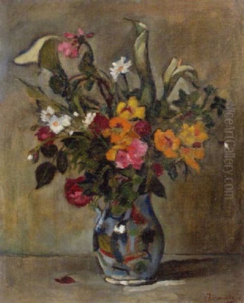 Blumenstraus In Einer Vase Oil Painting by Erwin Kormendi-Frim