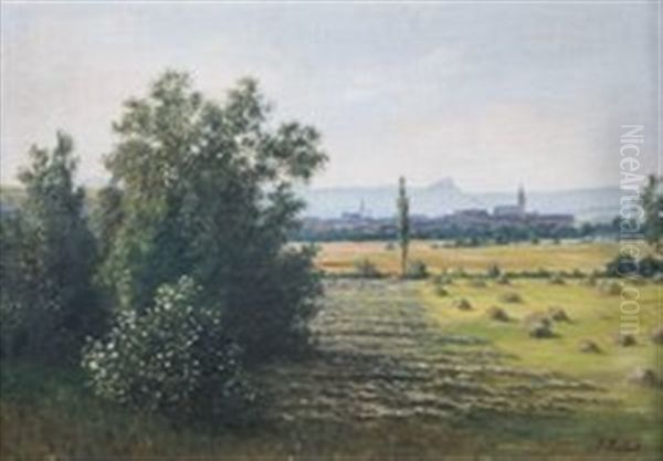 Sommerliche Landschaft Bei Oberensingen Oil Painting by Julius Kornbeck