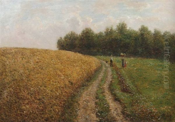 Spaziergang Am Feldrand Oil Painting by Julius Kornbeck