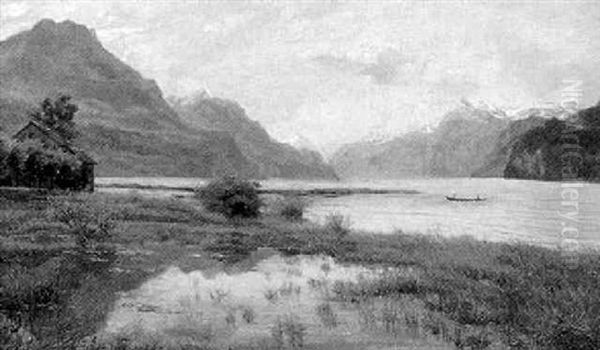 Gebirgsee Im Morgensonnenlicht Oil Painting by Julius Kornbeck