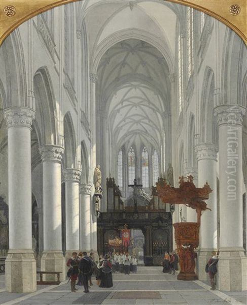 Det Indre Af Kirken St. Jacques I Antwerpen Oil Painting by Peter Kornbeck