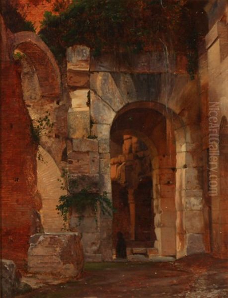 View From The Archways At The Colosseum Oil Painting by Peter Kornbeck